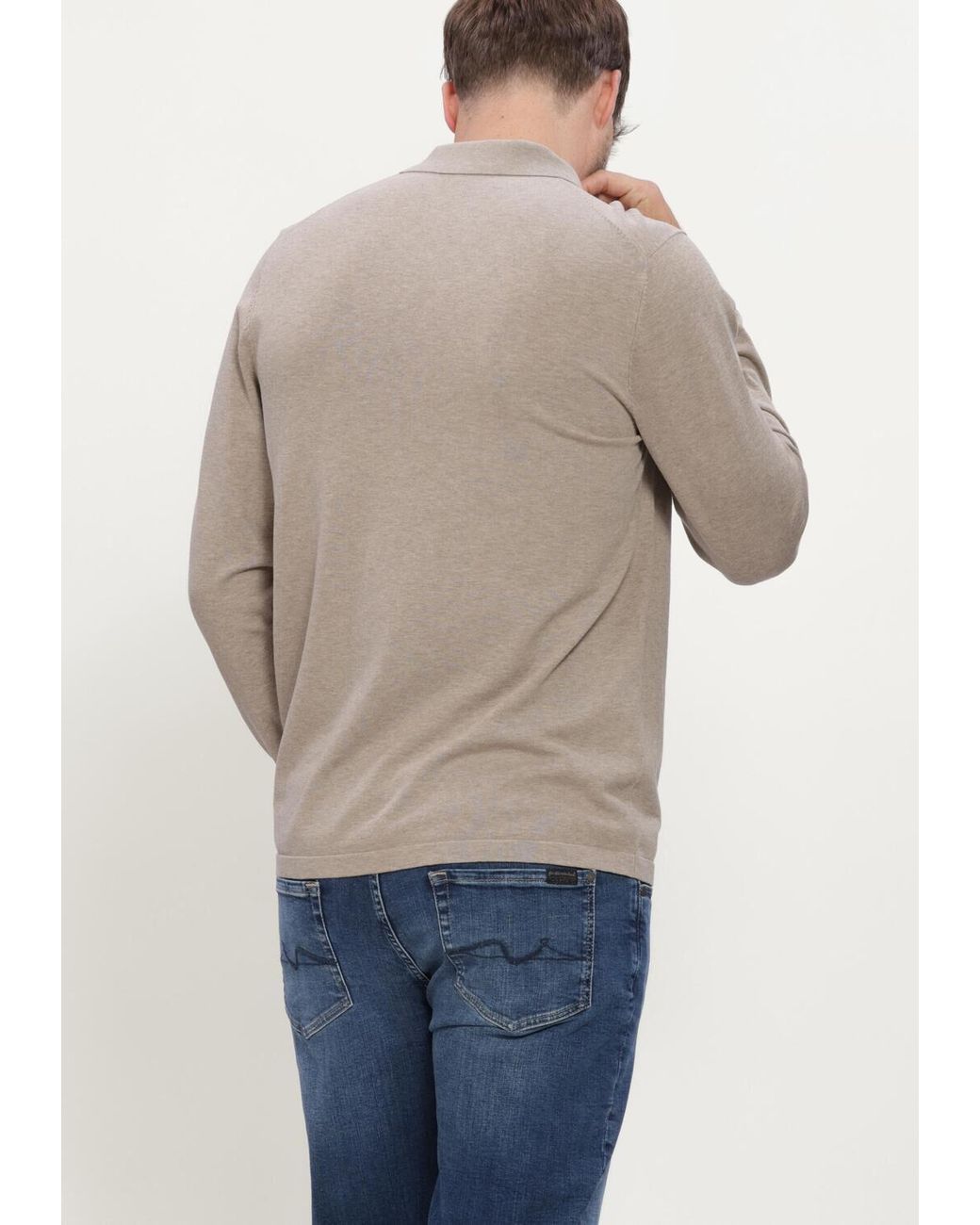 Profuomo Herren Pullover & Cardigans Polo Half Zip Ls Luxury Basic in Natural für Herren