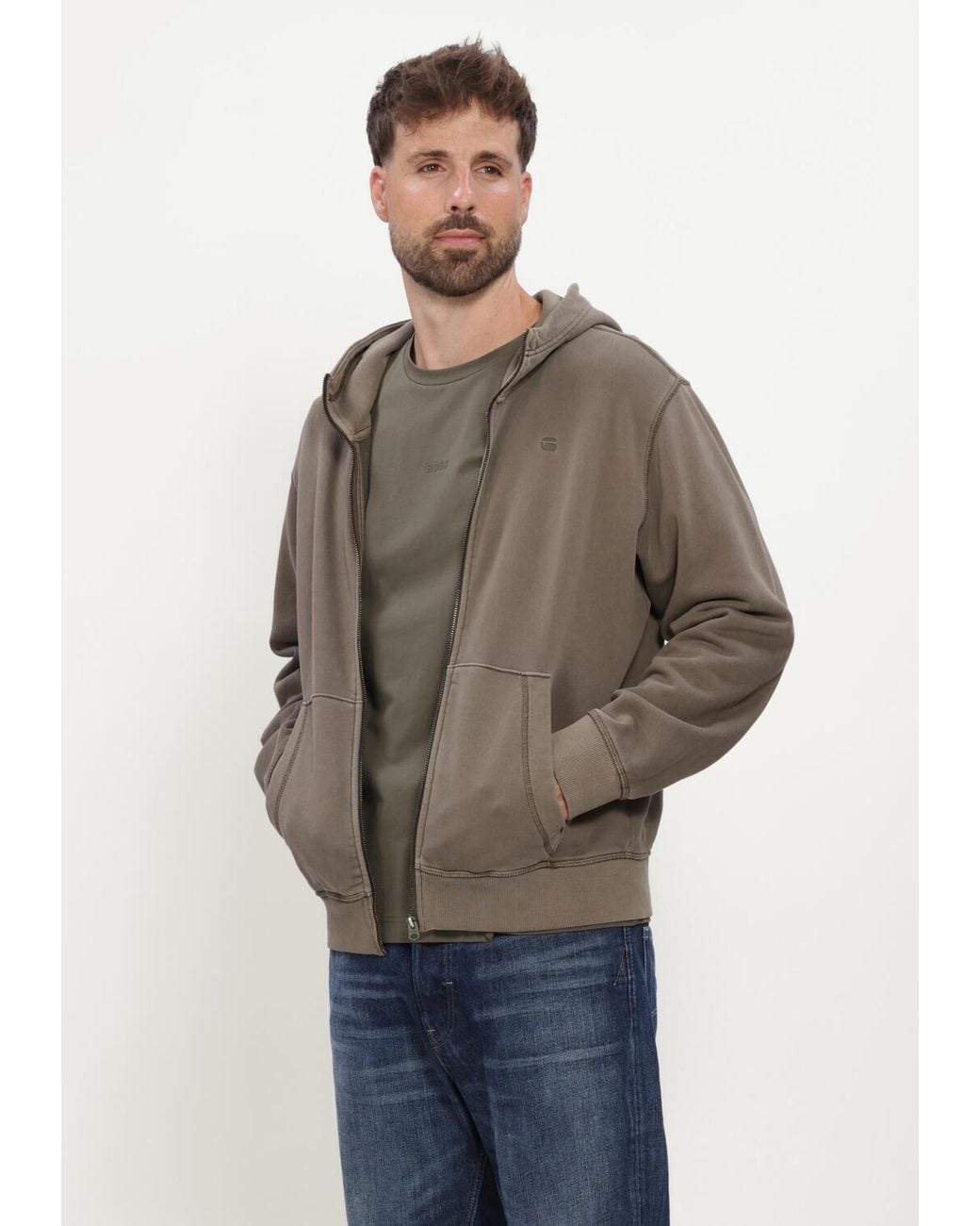 G-Star Herren Pullover & Cardigans Unit Washed Full Zip Hdd Sw L\S in Gray für Herren