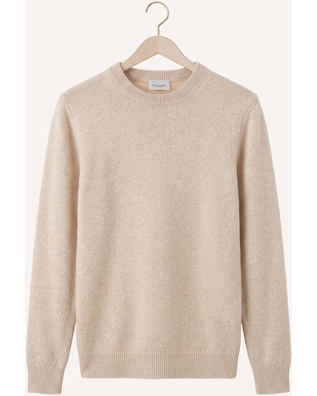 Profuomo Herren Pullover & Cardigans Pullover Crew Neck 80/20 in Natural für Herren