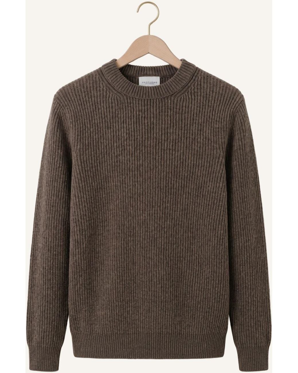 Profuomo Herren Pullover & Cardigans Pullover Crew Neck Chenille Rib in Gray für Herren