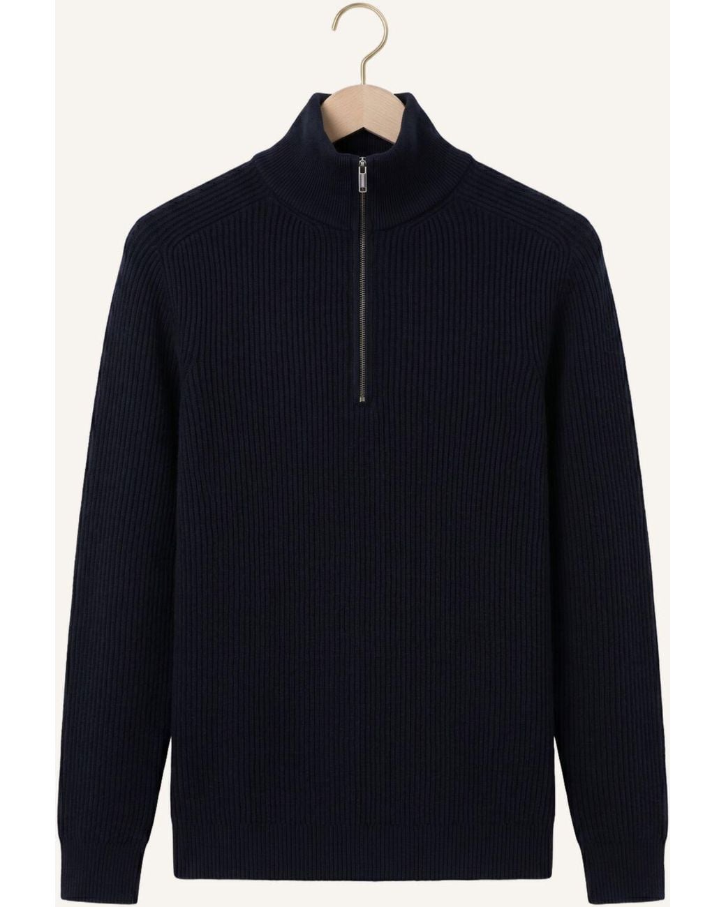 Profuomo Herren Pullover & Cardigans Pullover Half Zip Heavy Wool in Blue für Herren