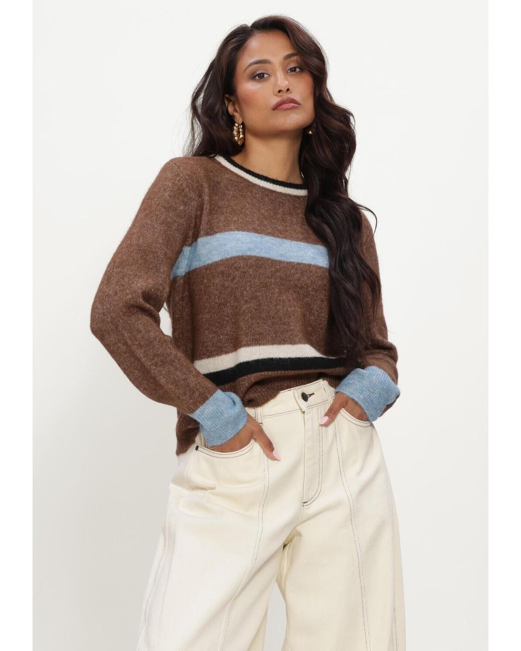 Object Multicolor Damen Pullover & Cardigans Objaggie L/S Re Knit Pullover Noos
