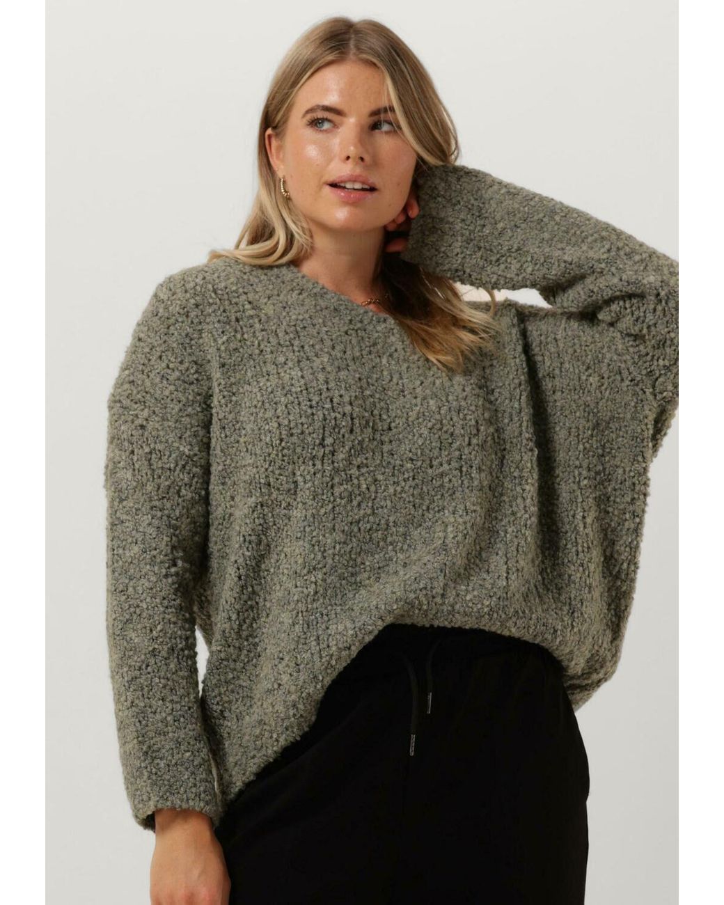 Simplee Gray Pullover Knit-Bocc-23-1 Sweater Damen