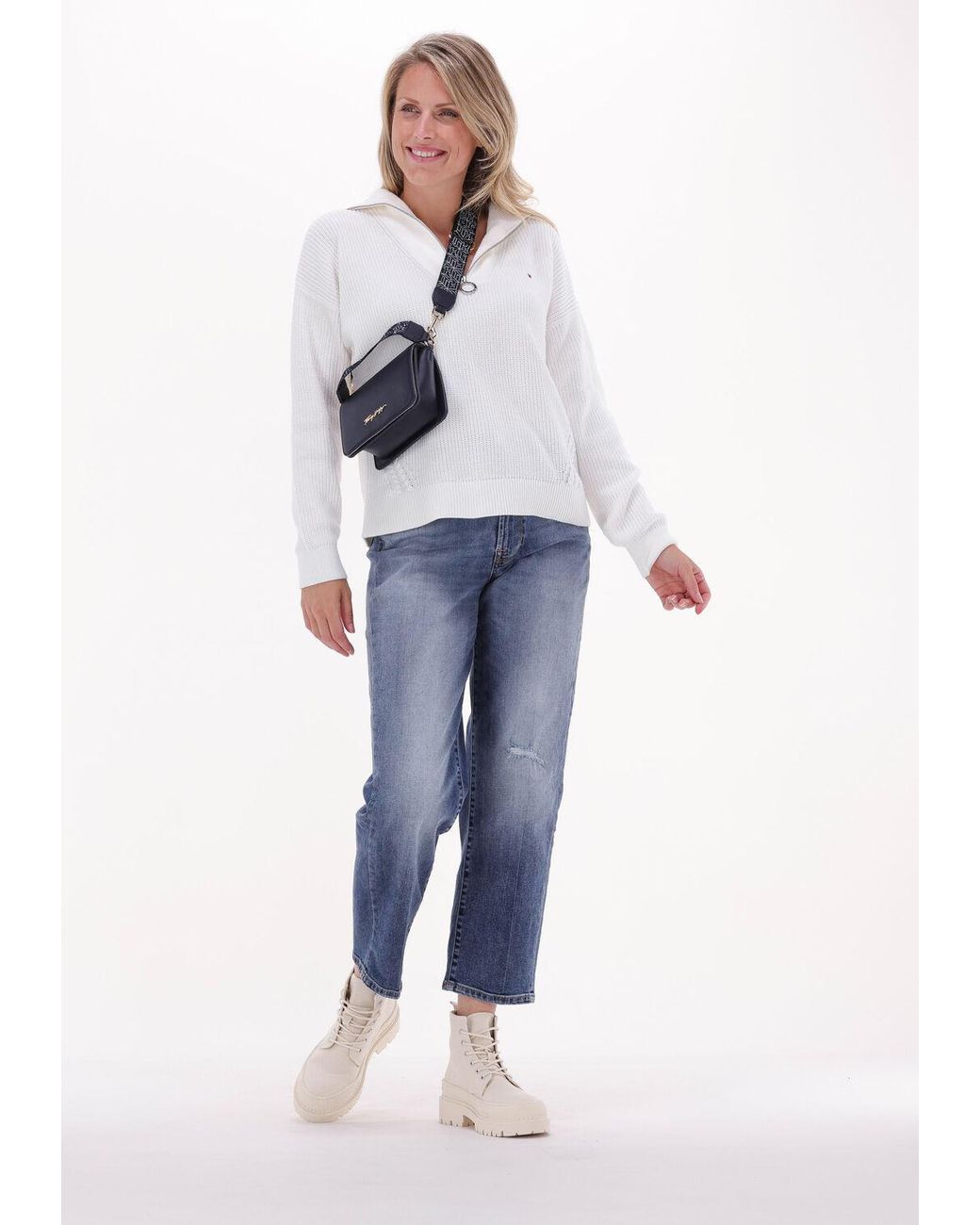 Tommy Hilfiger White Pullover Hayana Cable Zip-up Sweater Nicht-gerade