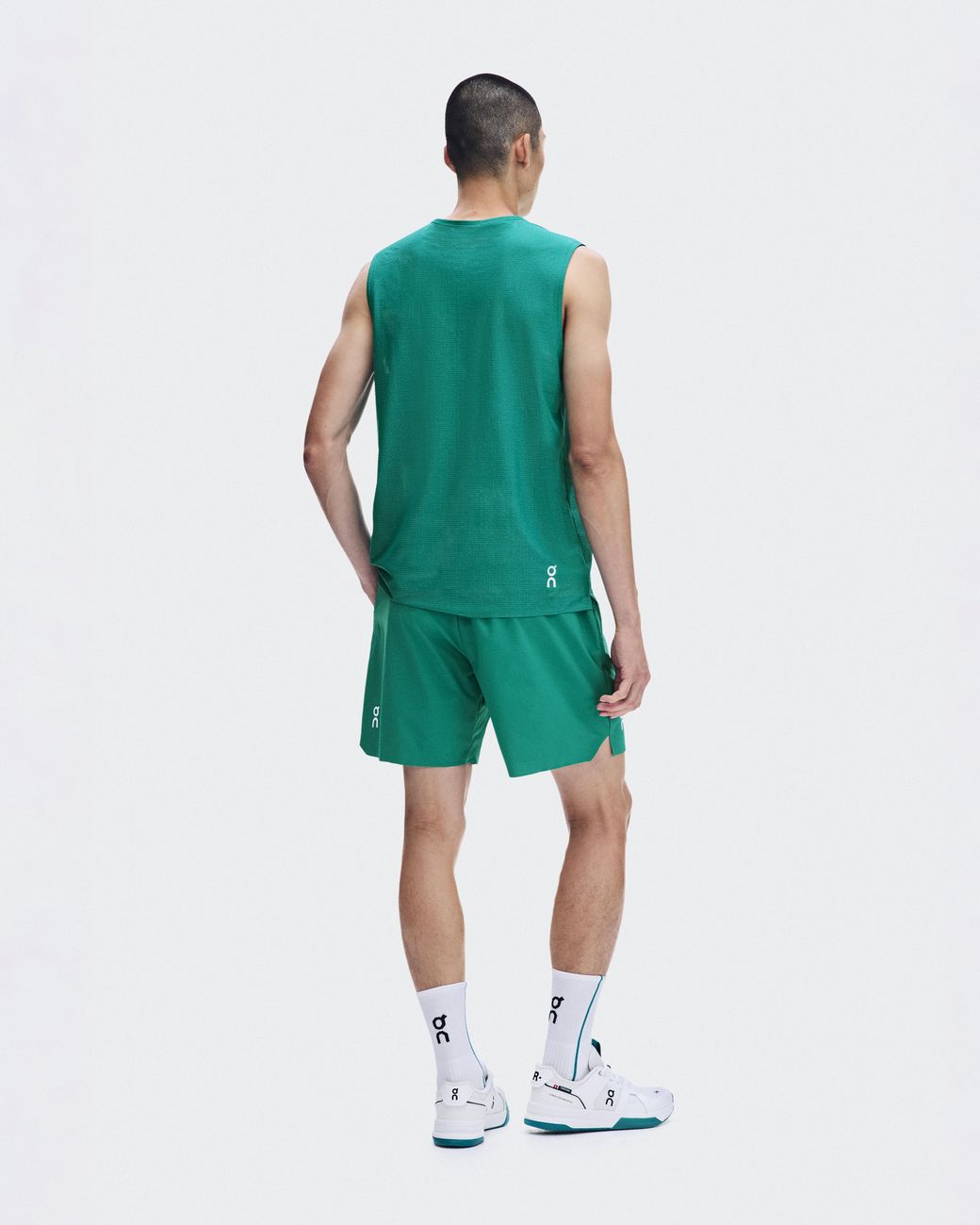 On Shoes Green 7" Court Shorts for men
