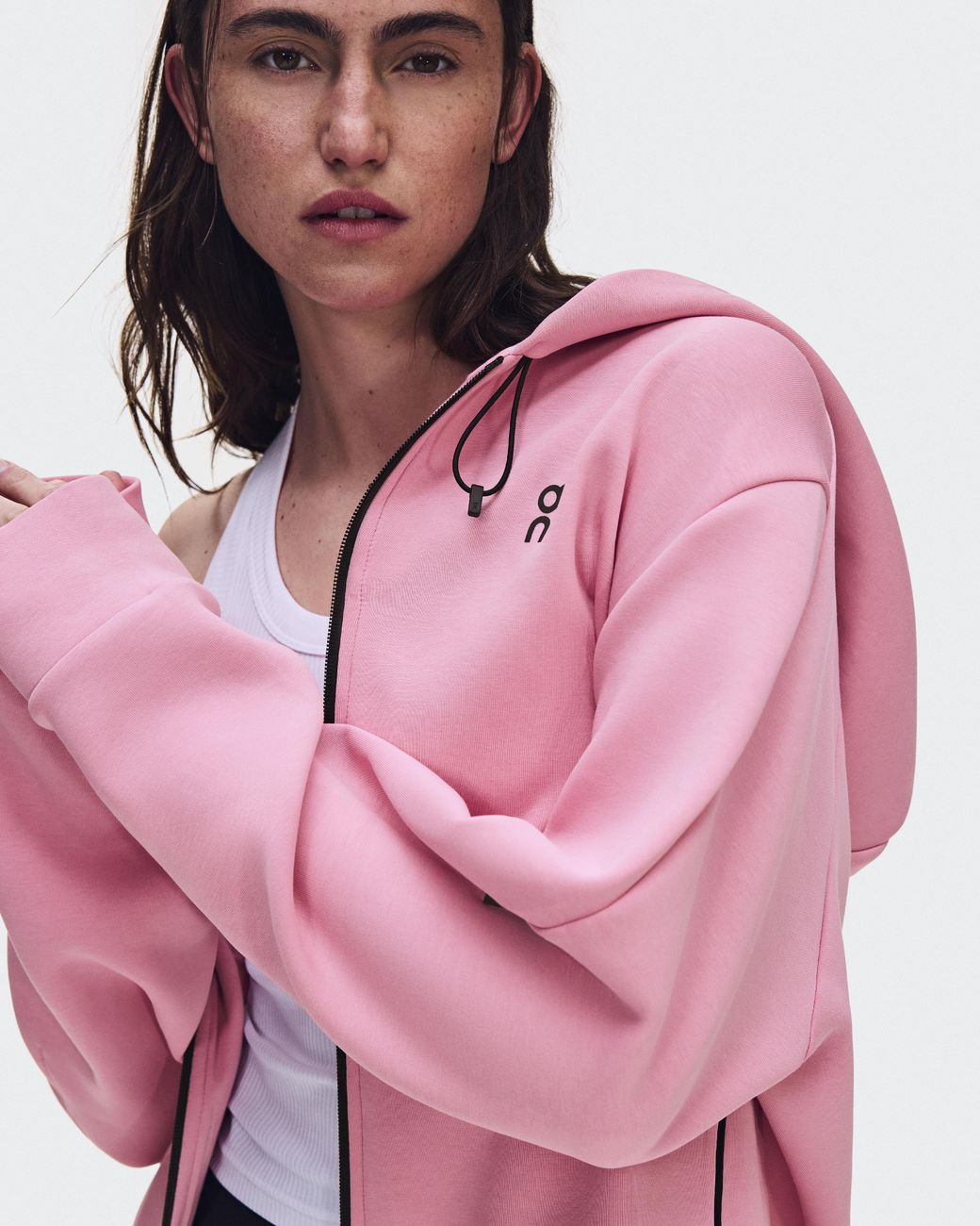 On Shoes Pink Focus Tech Zip Hoodie