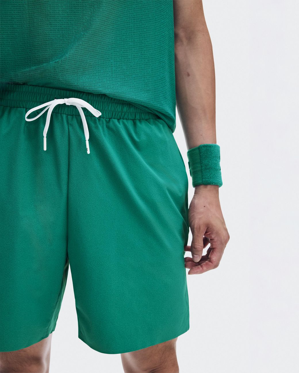On Shoes Green 7" Court Shorts for men