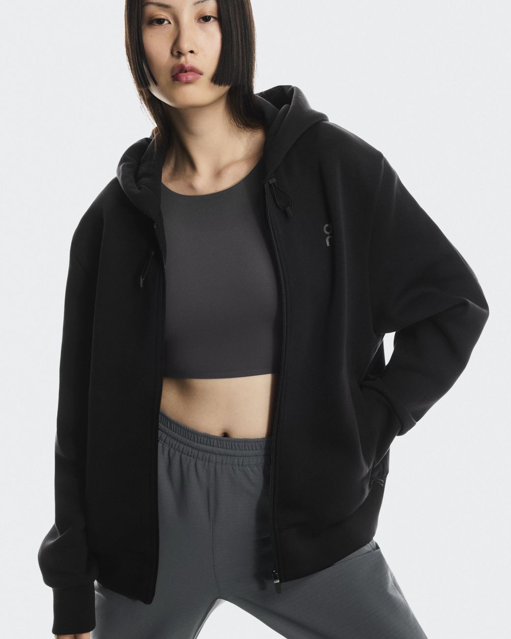 On Shoes Black Focus Tech Zip Hoodie