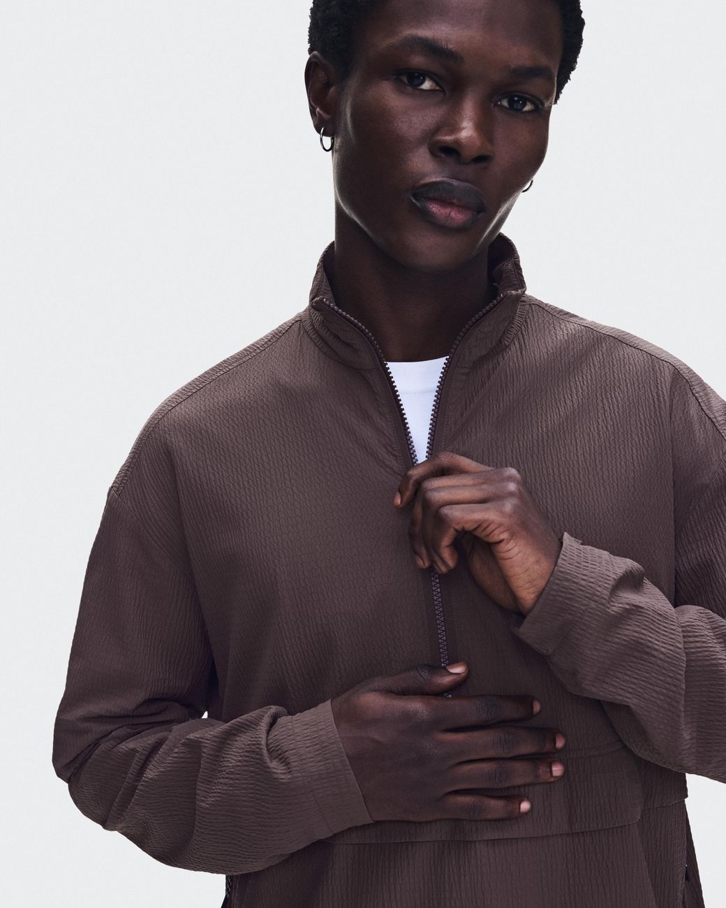 On Shoes Brown Courtside 1/2 Zip Eaze for men
