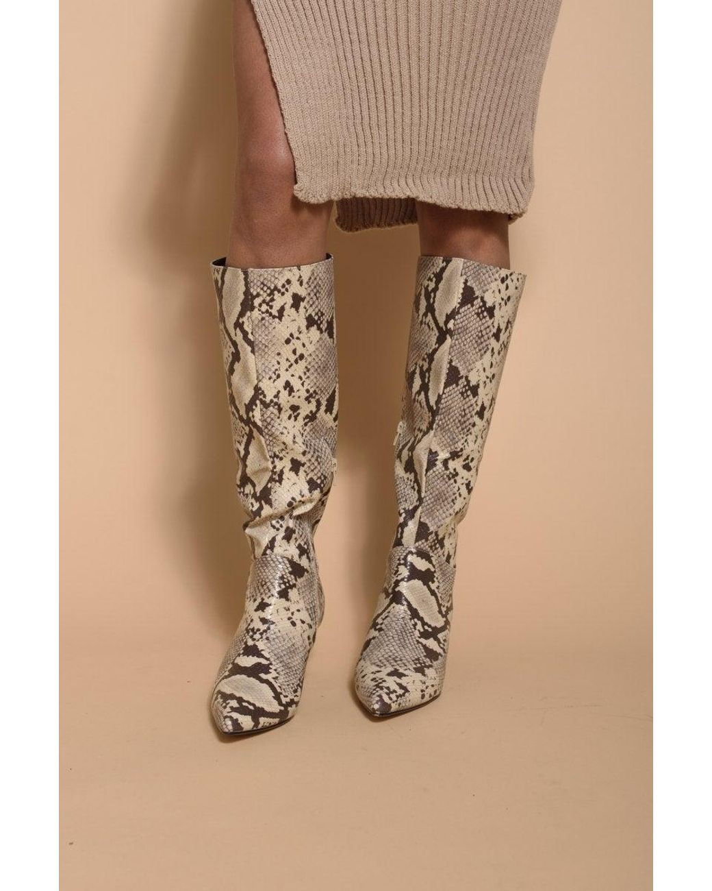 snakeskin high boots