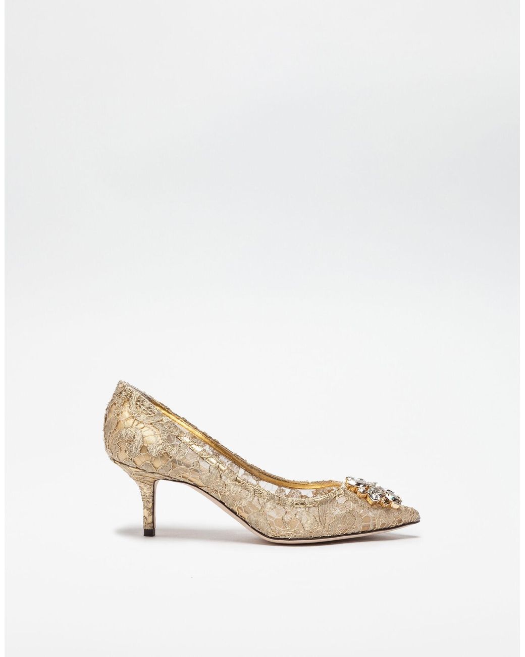 Dolce & Gabbana Lace Pump in Gold (Metallic) - Lyst