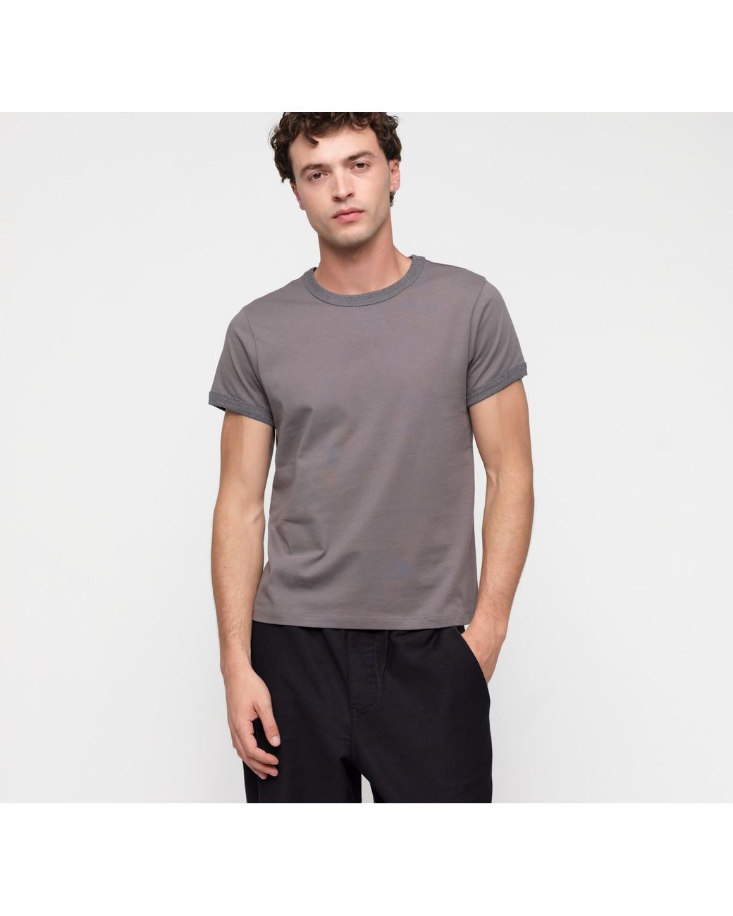 Organic Basics Gray True Heavy Ringer Tee