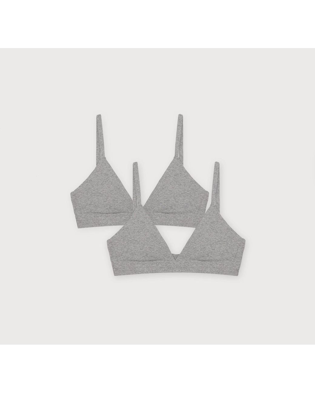 Organic Basics Gray Core Rib Triangle Bralette 2-Pack