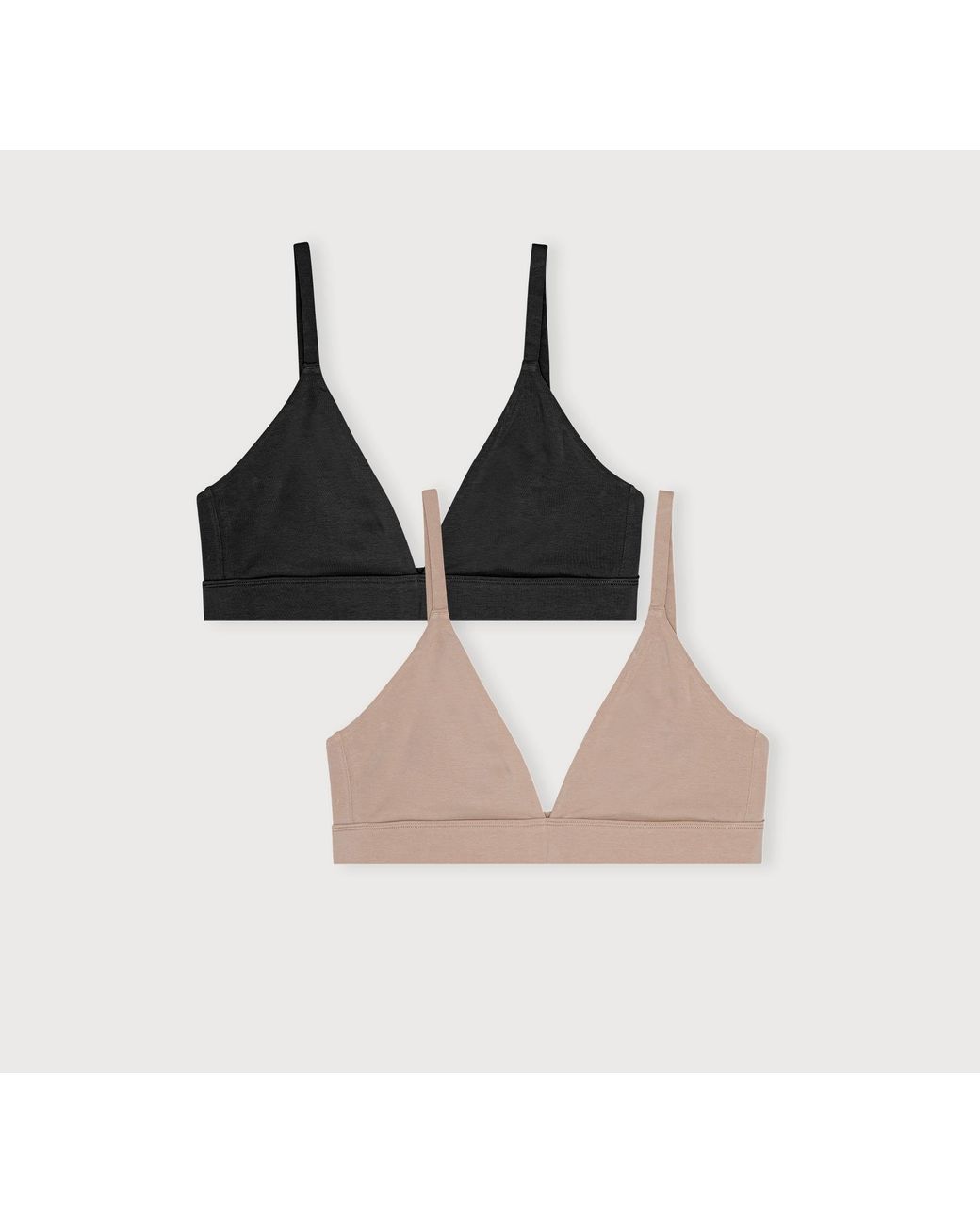 Organic Basics Black Core Triangle Bralette 2-Pack Hazelnut