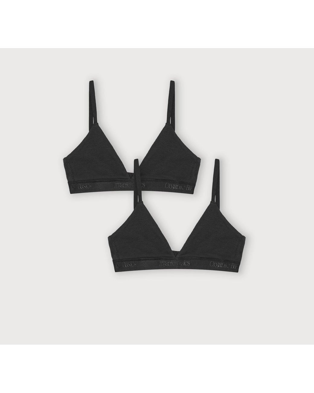 Organic Basics Black Core Rib Triangle Bralette 2-Pack
