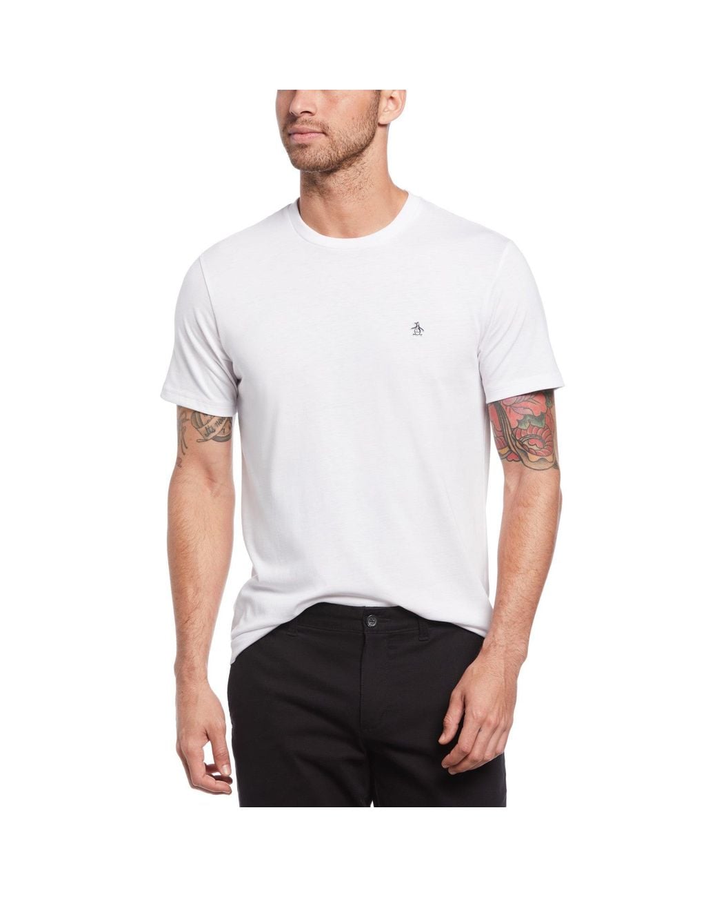 Original Penguin White Organic Cotton Sticker Pete Basic Tee for men