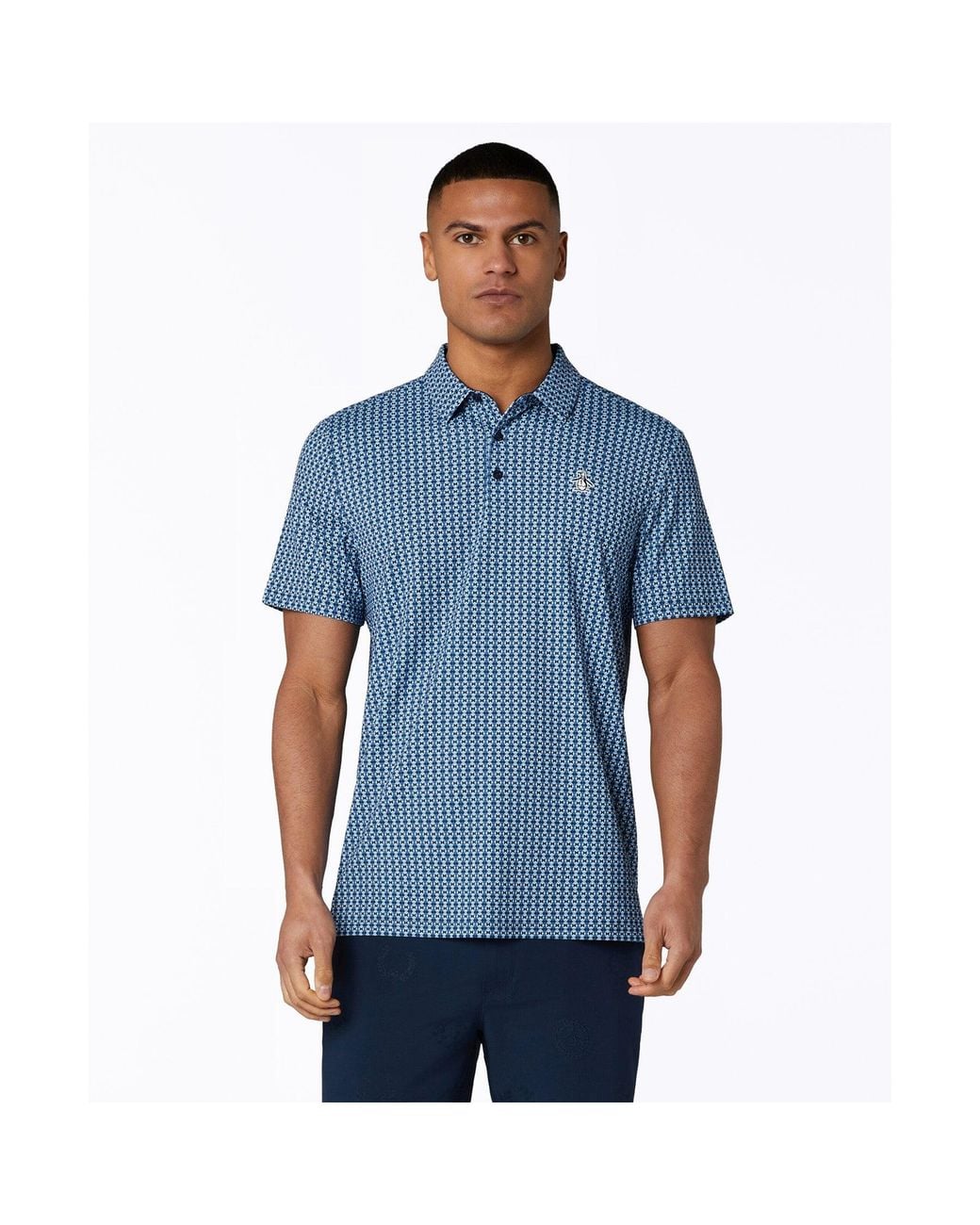 Original Penguin Blue Pete's Bow Tie Golf Polo In Black Iris for men