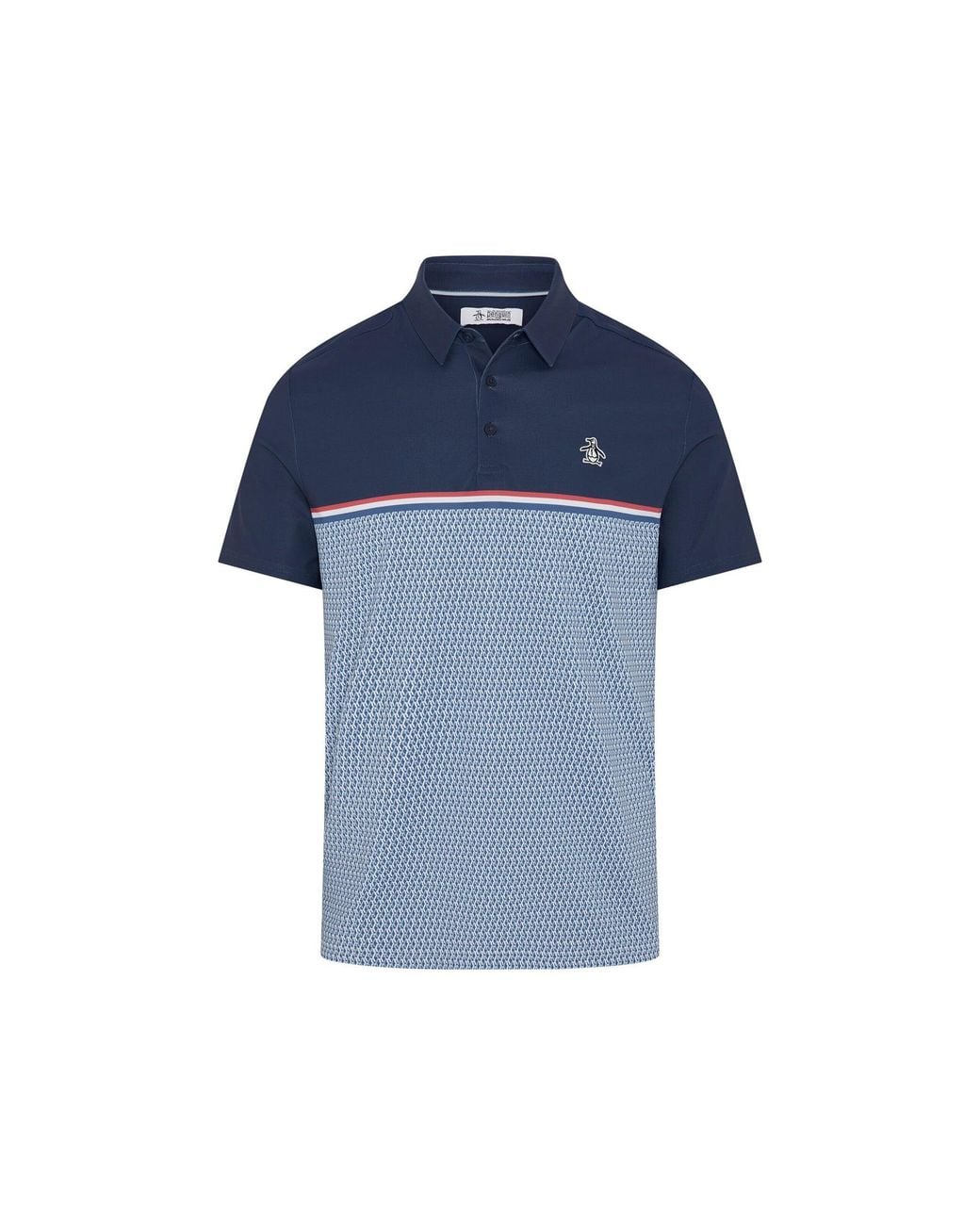 Original Penguin Blue Colour Block P Print Golf Polo In Black Iris for men