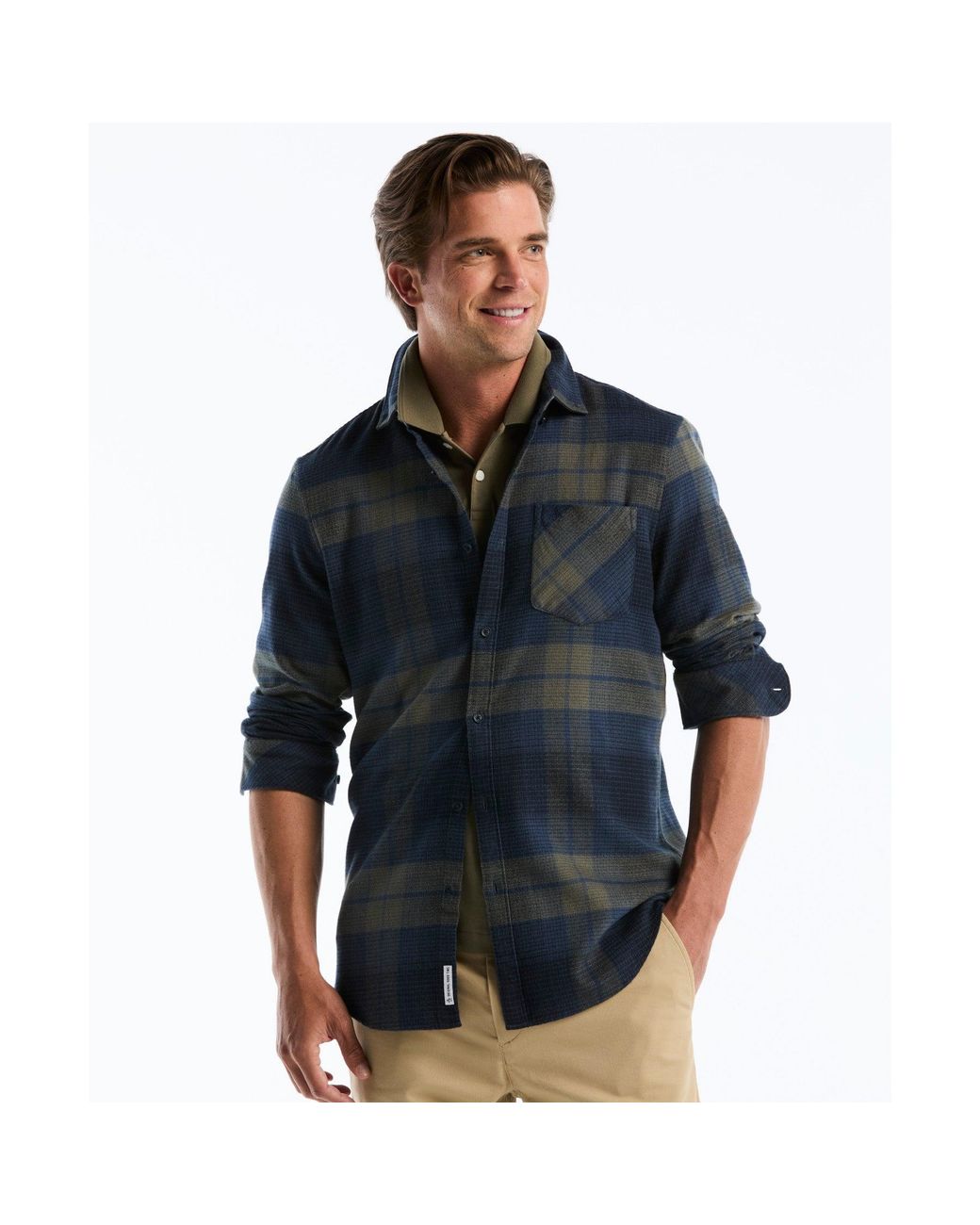 Original Penguin Blue Lightweight Plaid Flannel Shirt In Sargasso Sea for men