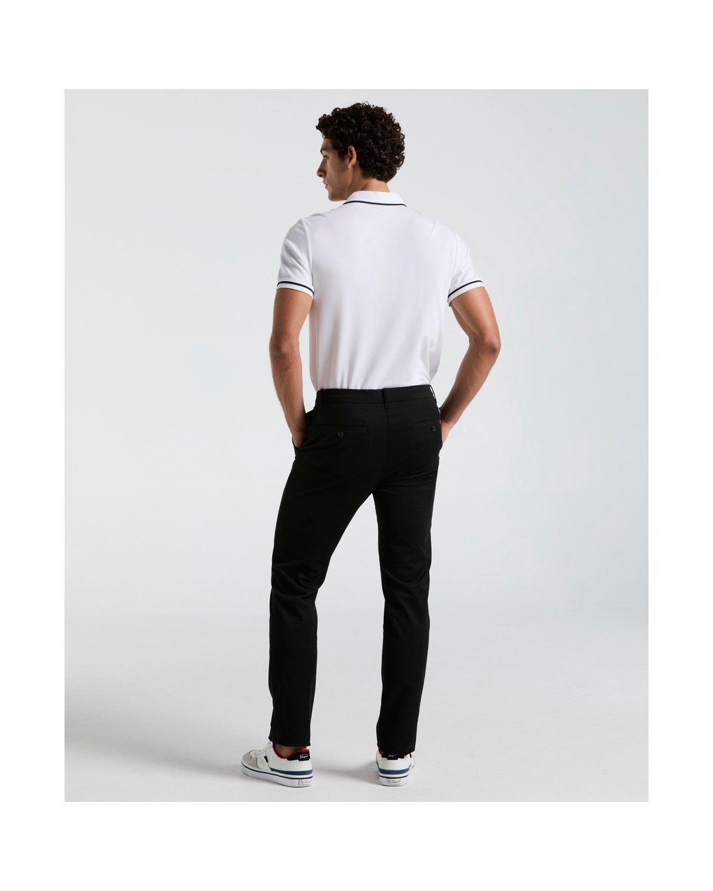 Original Penguin White Slim Fit Chinos In True Black for men