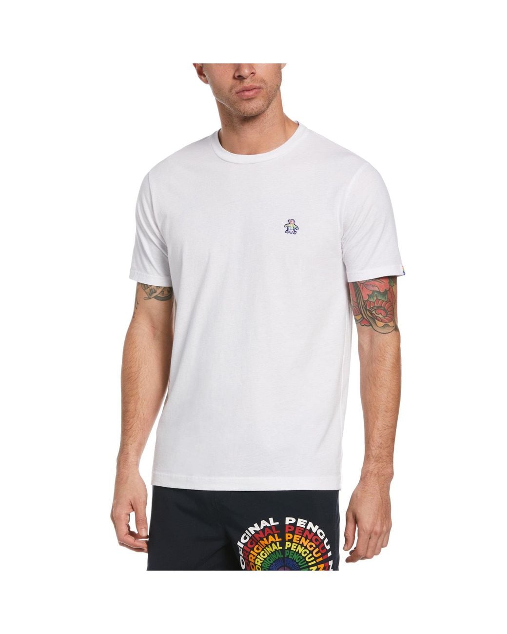 Original Penguin White Pride Knit Pete Graphic T-Shirt for men
