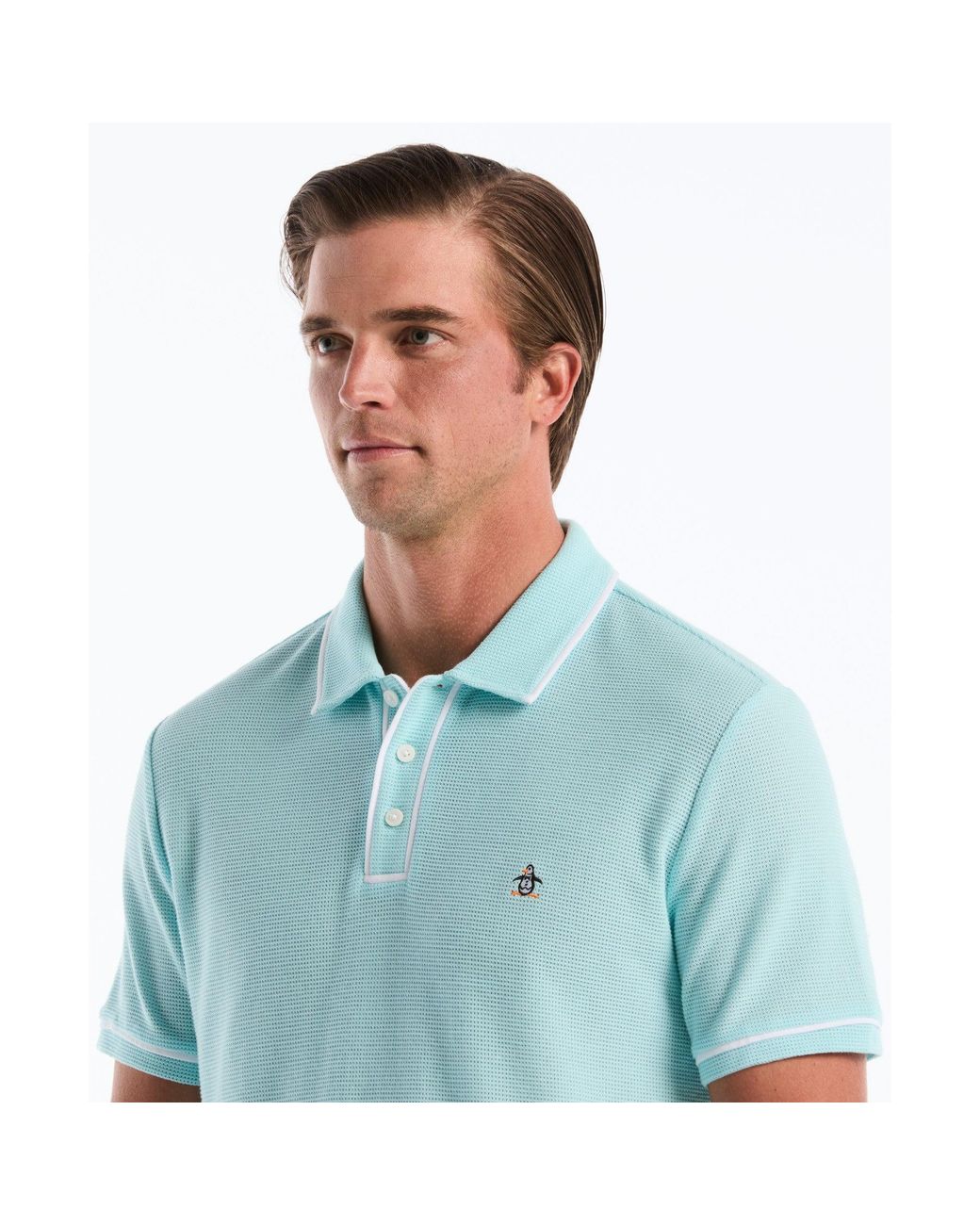 Original Penguin Blue Icons Bentley Mesh Polo Shirt In Plume for men