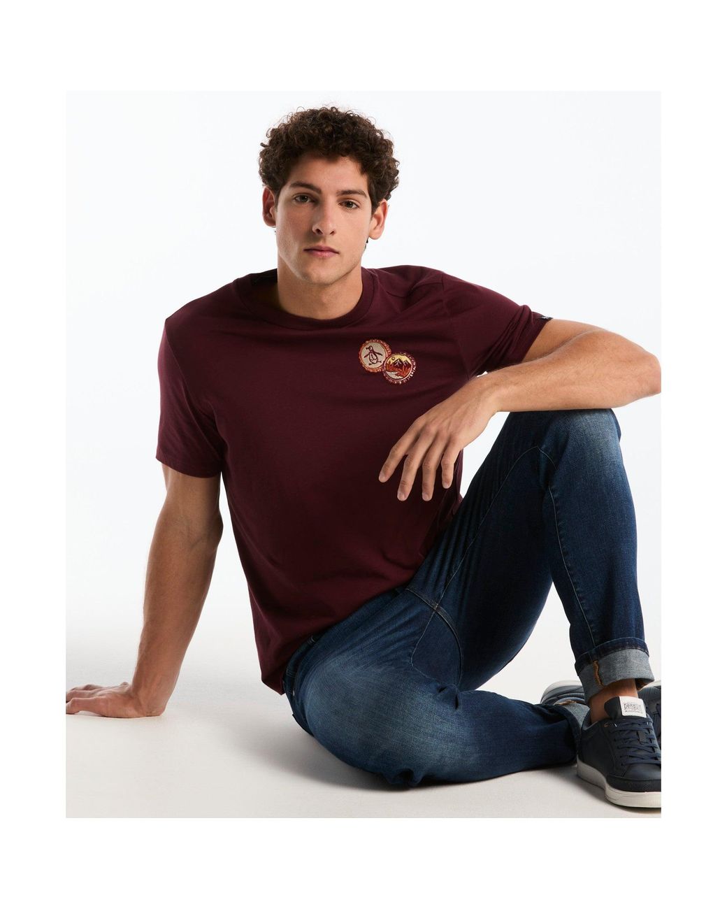 Original Penguin Red Bottle Cap Graphic T-shirt In Port Royale for men