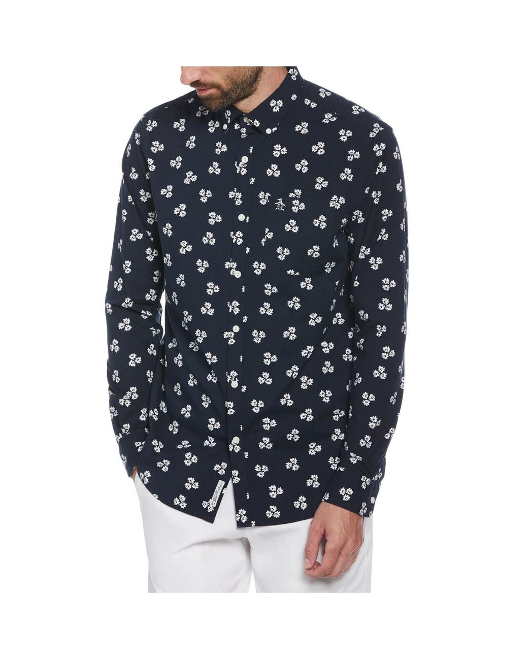 Original Penguin Blue Ecoverotm Ditsy Daisy Print Shirt for men