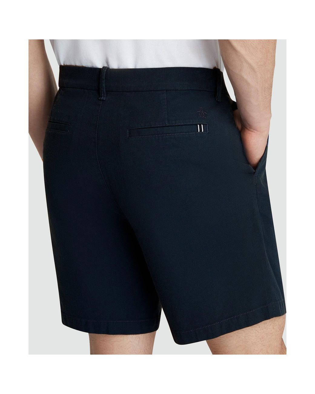 Original Penguin Blue 7" Pleated Shorts In Dark Sapphire for men