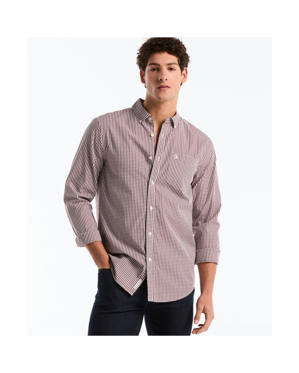 Original Penguin Purple Gingham Shirt In Port Royale for men