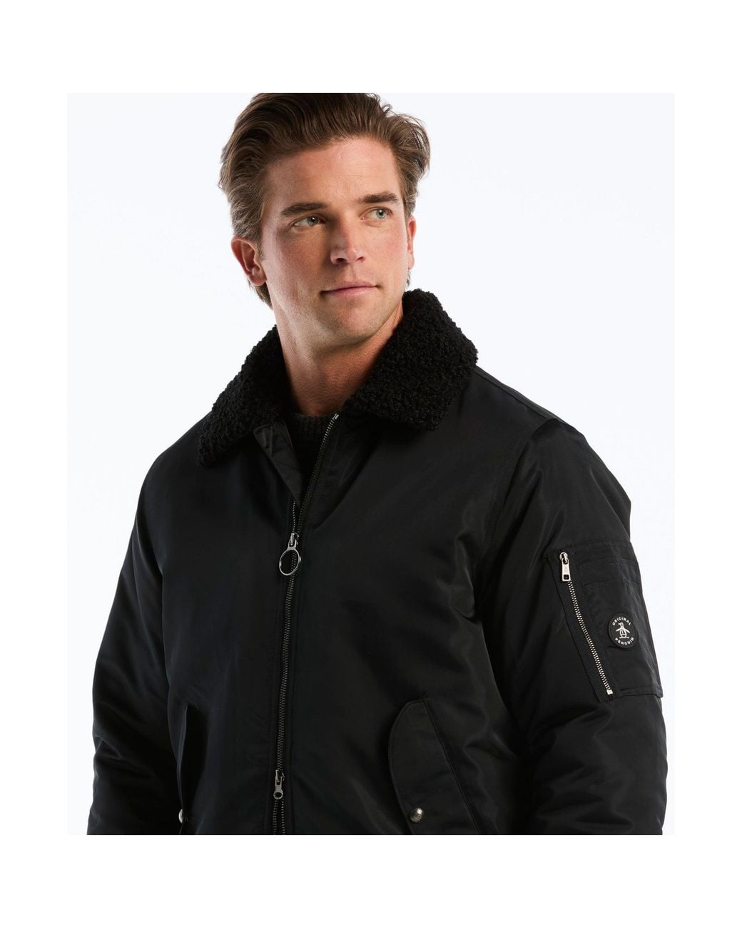 Original Penguin Insulated Aviator Jacket In True Black for men