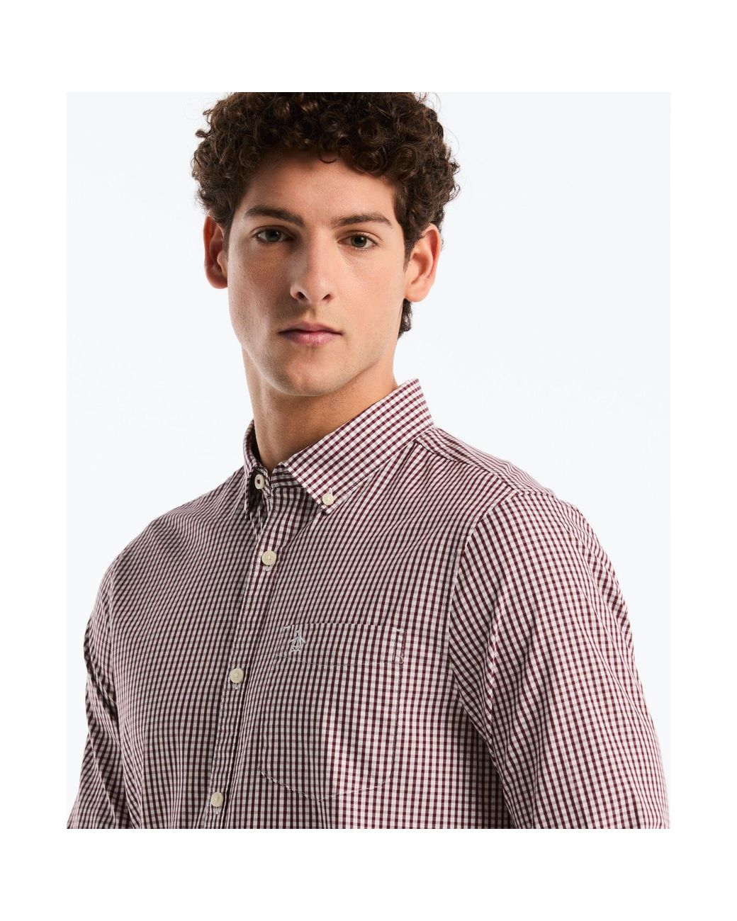Original Penguin Purple Gingham Shirt In Port Royale for men