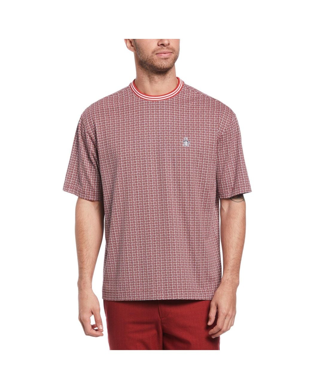 Original Penguin Red Oversized Organic Cotton T-Shirt for men