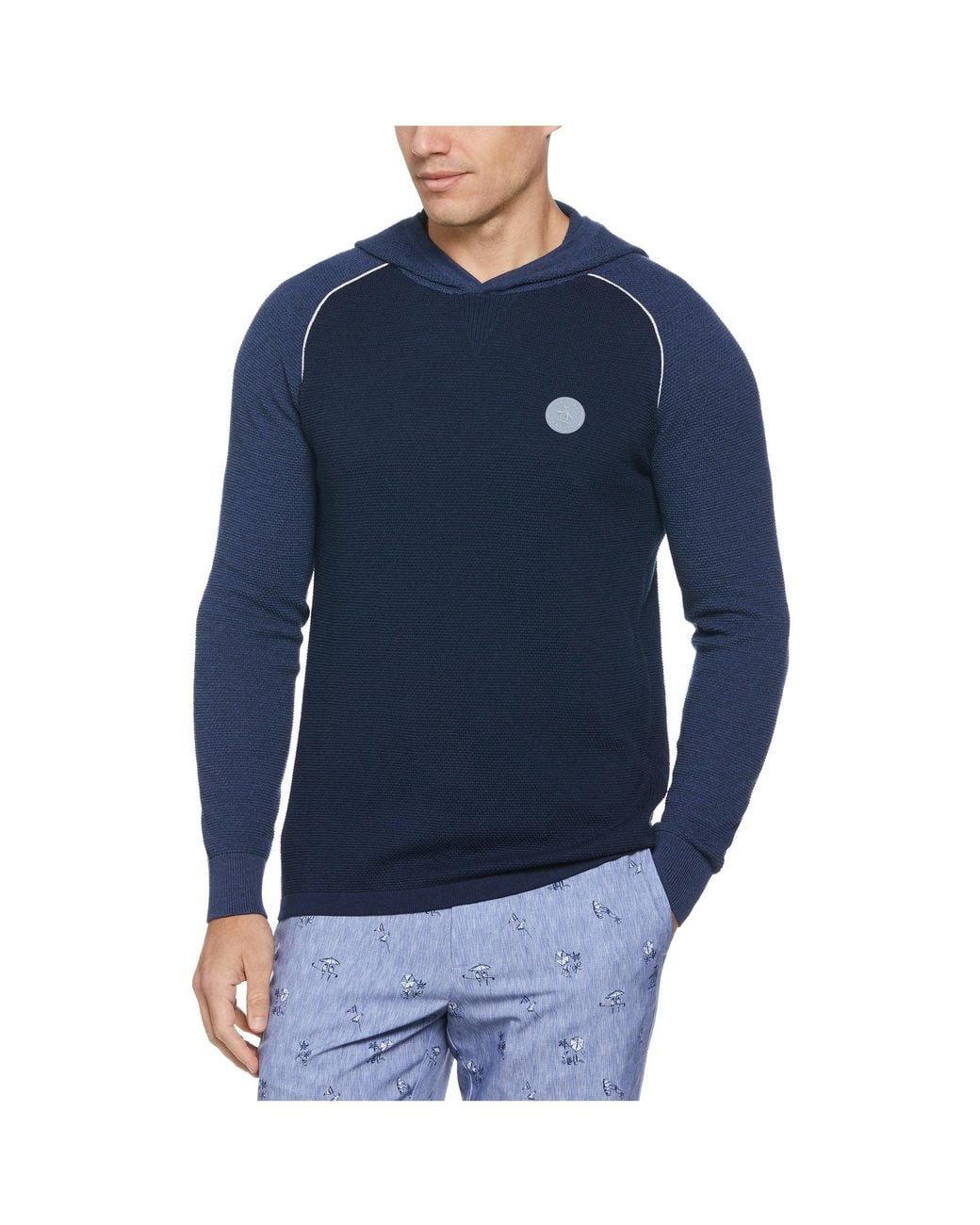 Original Penguin Blue Heritage Color Block Golf Sweater for men