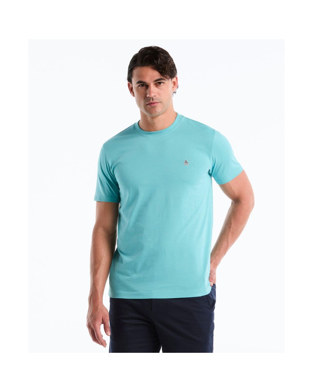 Original Penguin Blue Sticker Pete Logo T-shirt In Aquarelle for men