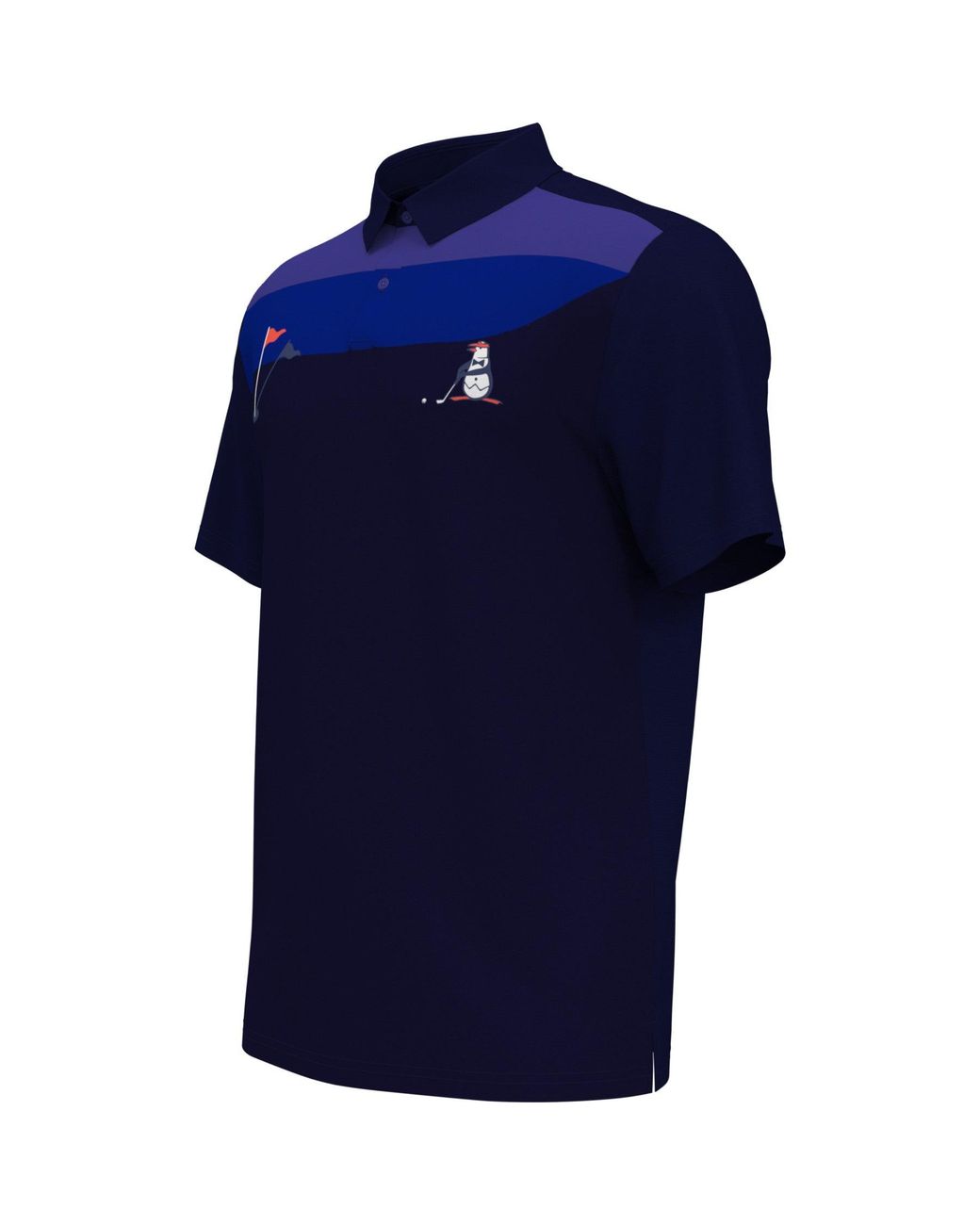 Original Penguin Blue Pete On The Green Block Print Golf Polo Shirt In Black Iris for men