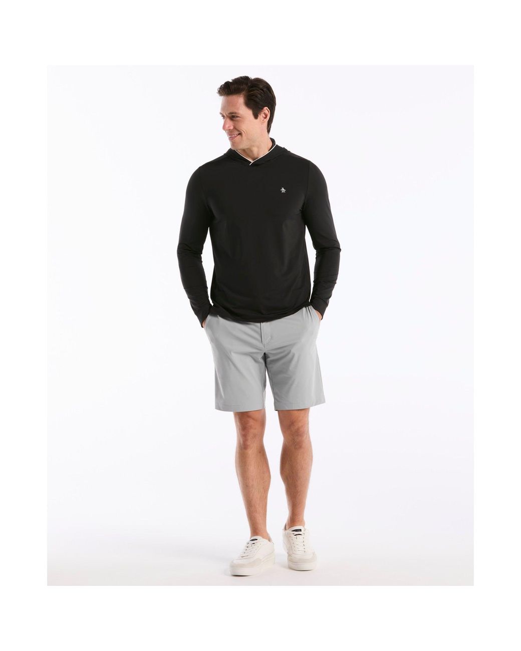 Original Penguin Black Performance Earl Golf Hoodie In Caviar for men