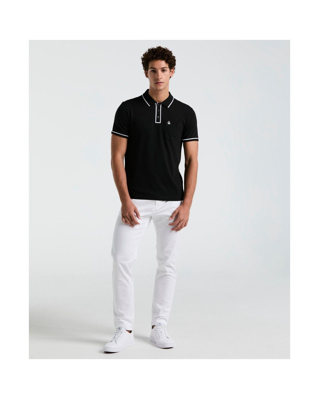 Original Penguin Earl Pique Polo Shirt In True Black for men