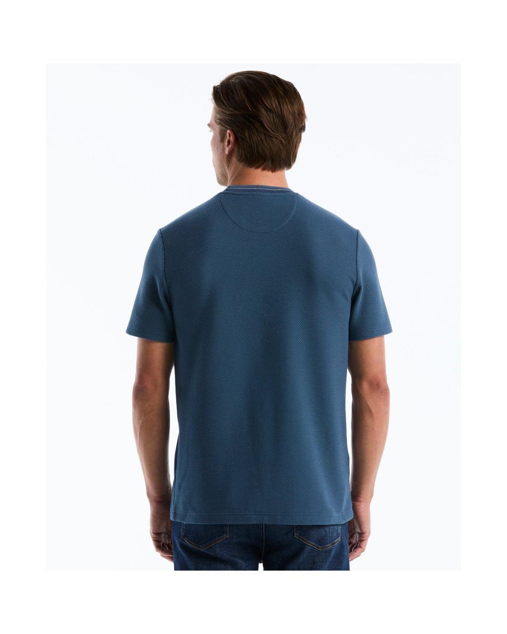 Original Penguin Blue Tonal Tipped Pique T-shirt In Sargasso Sea for men