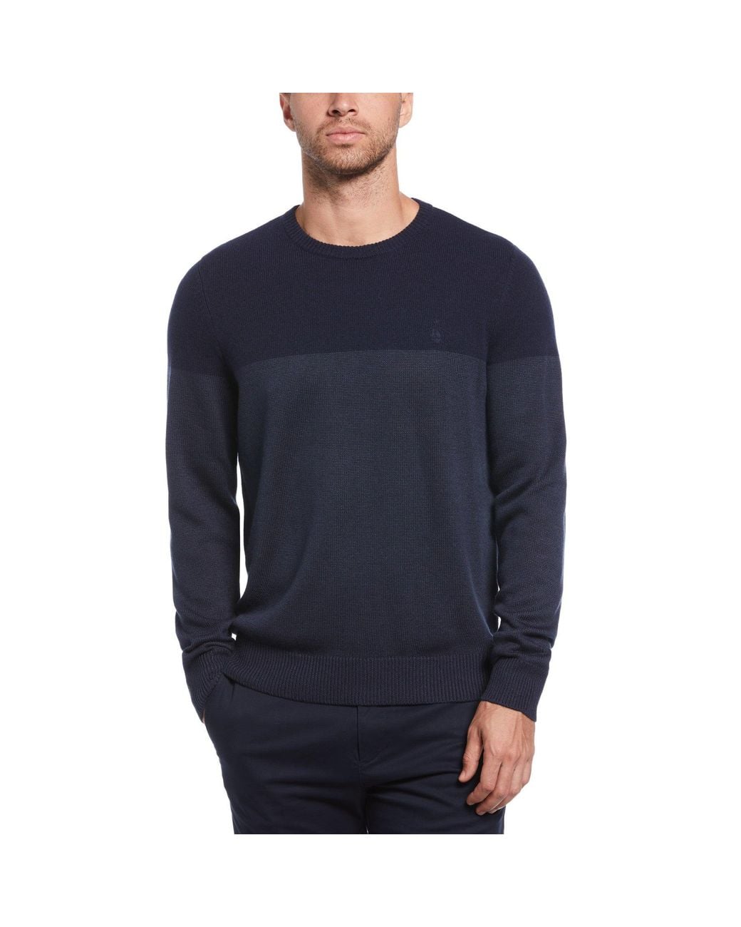 Original Penguin Blue Wool Blend Knit Jumper for men