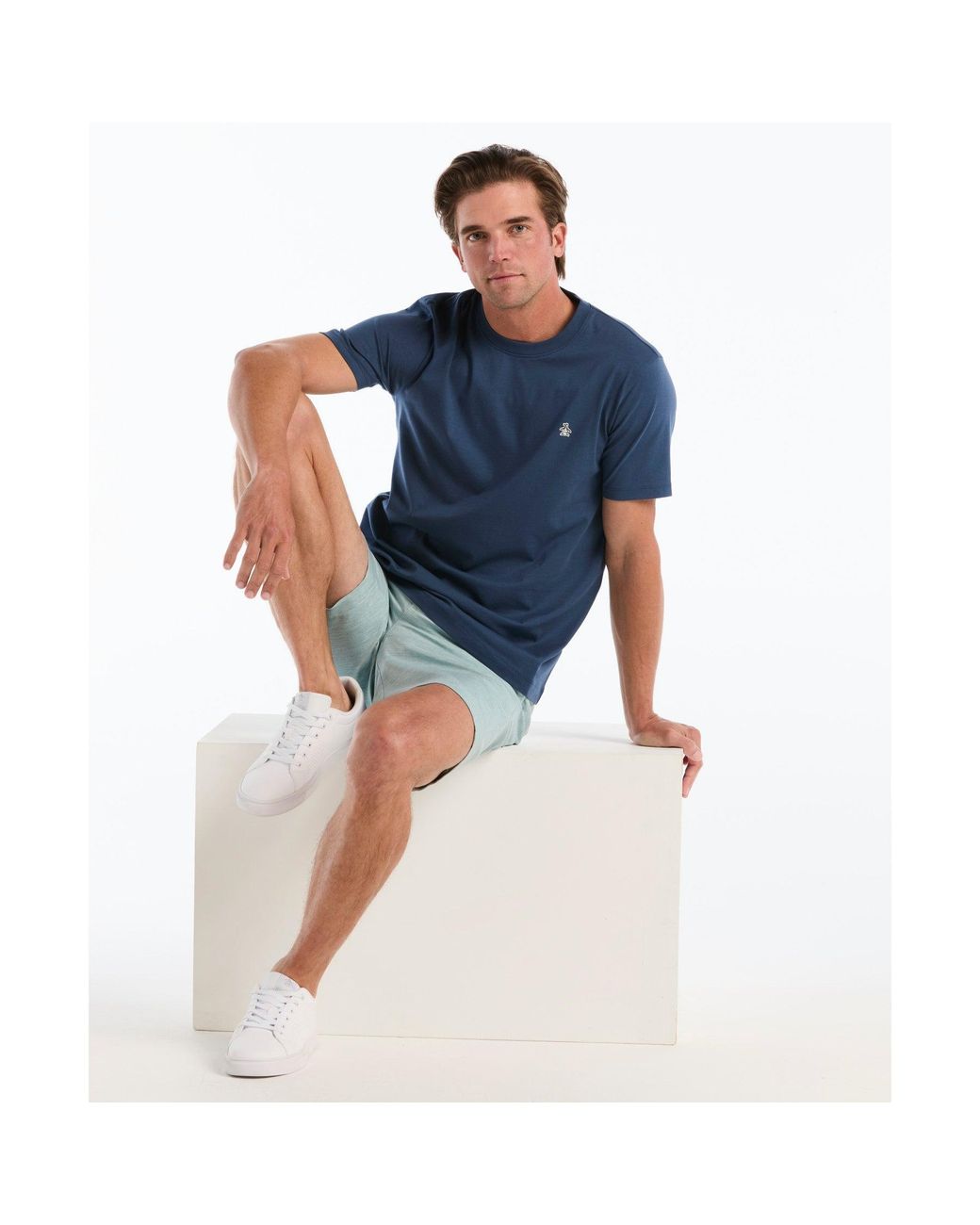 Original Penguin Blue Sticker Pete Logo T-shirt In Sargasso Sea for men