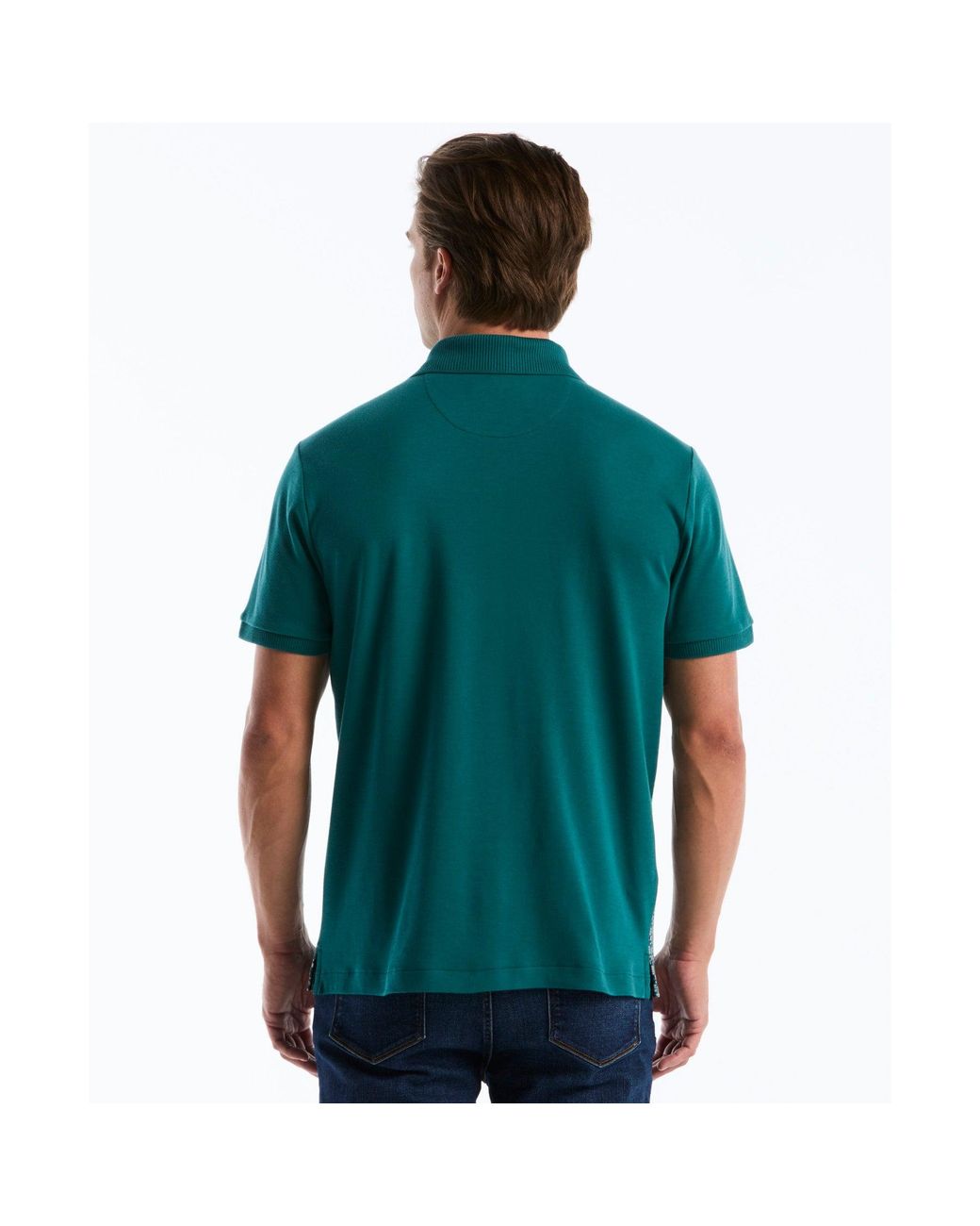 Original Penguin Green Jacquard Front Fairisle Polo In Storm for men