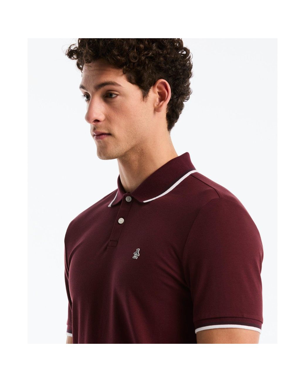Original Penguin Red Tipped Pique Polo In Port Royale for men