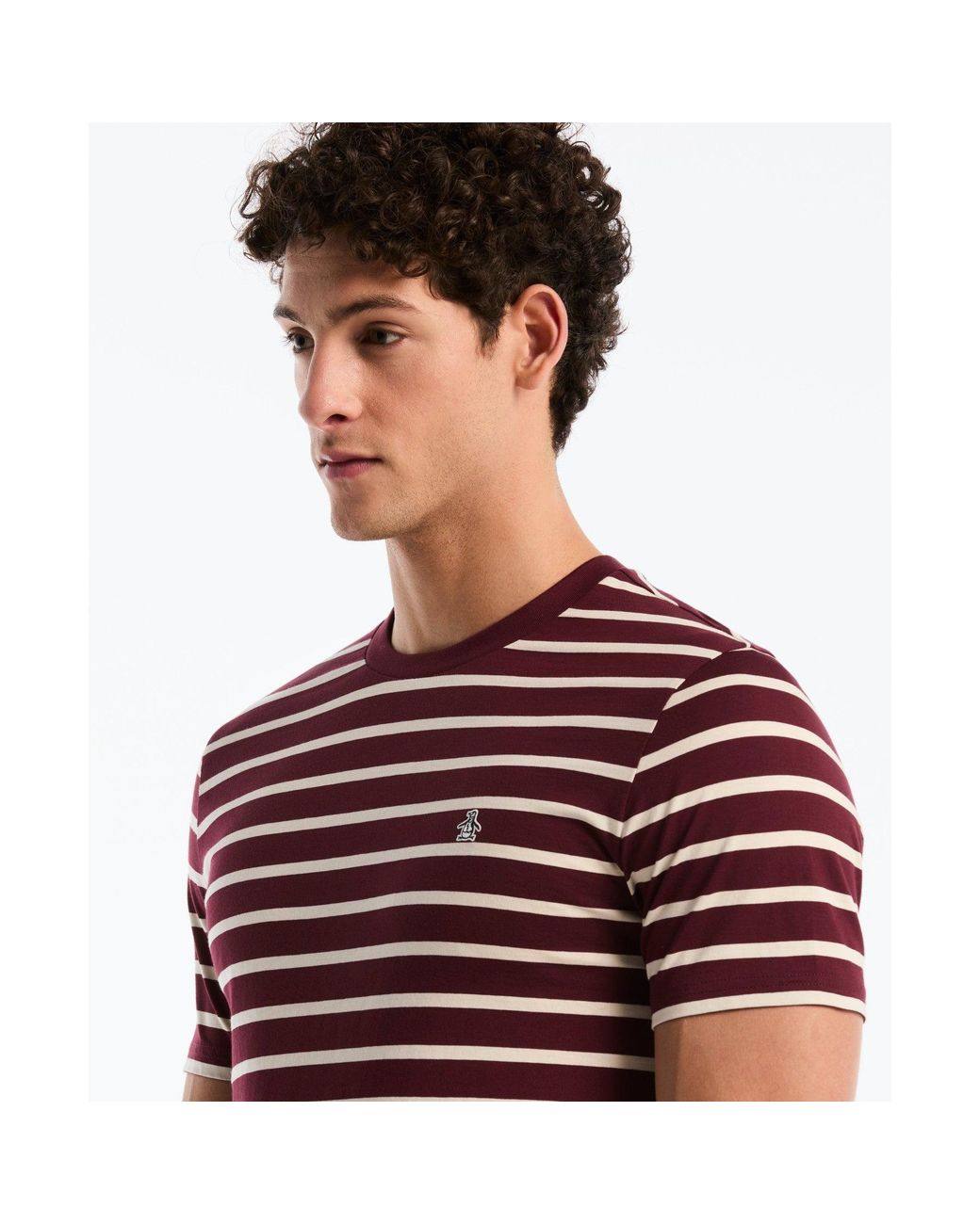 Original Penguin Red Breton Striped T-shirt In Port Royale for men