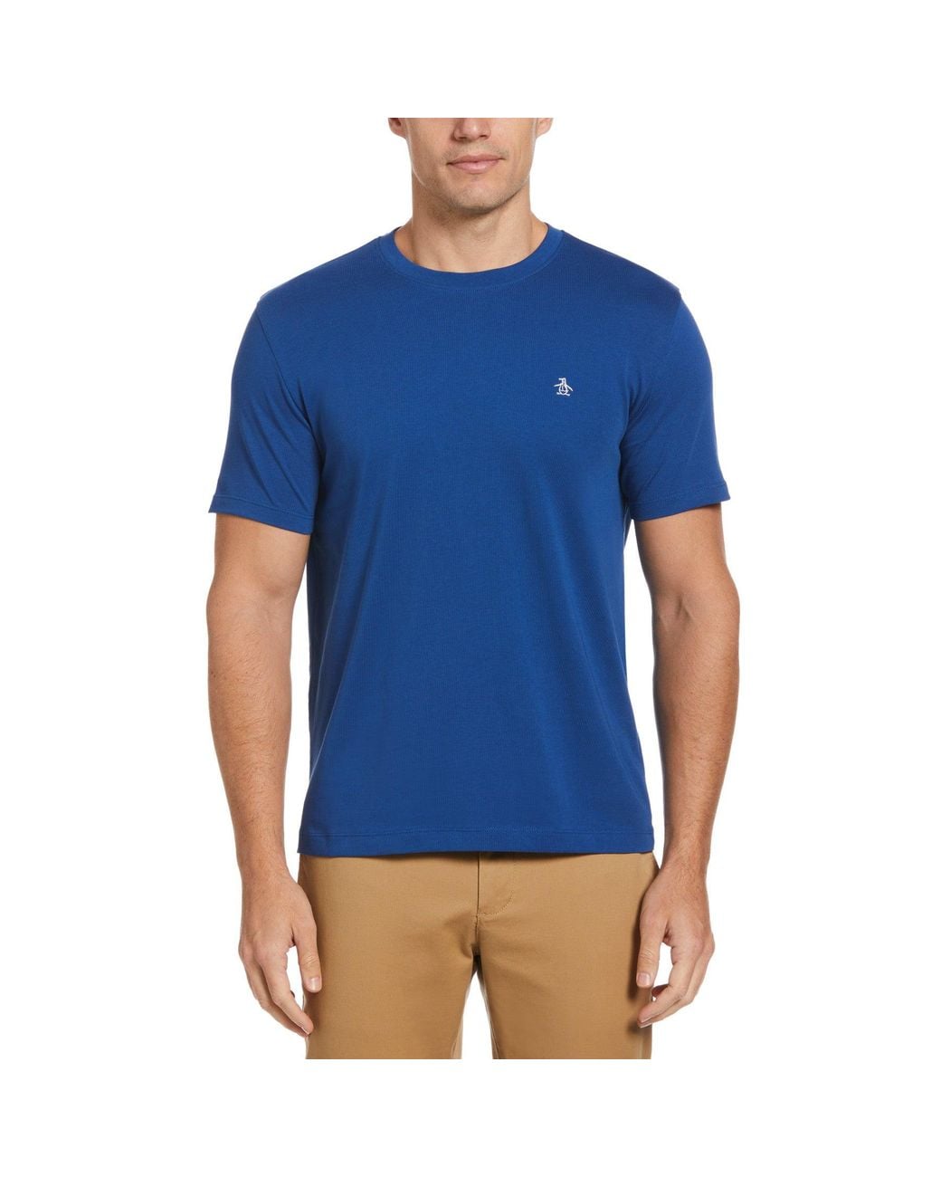 Original Penguin Blue Pin Point Embroidered Logo T-shirt In Limoges for men