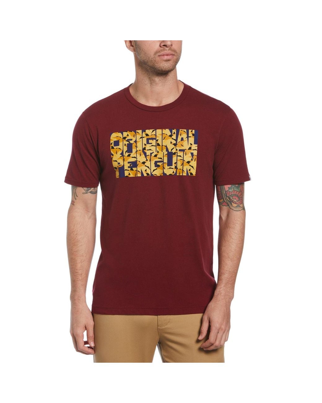 Original Penguin Red Cotton Jersey Core Logo Tee for men