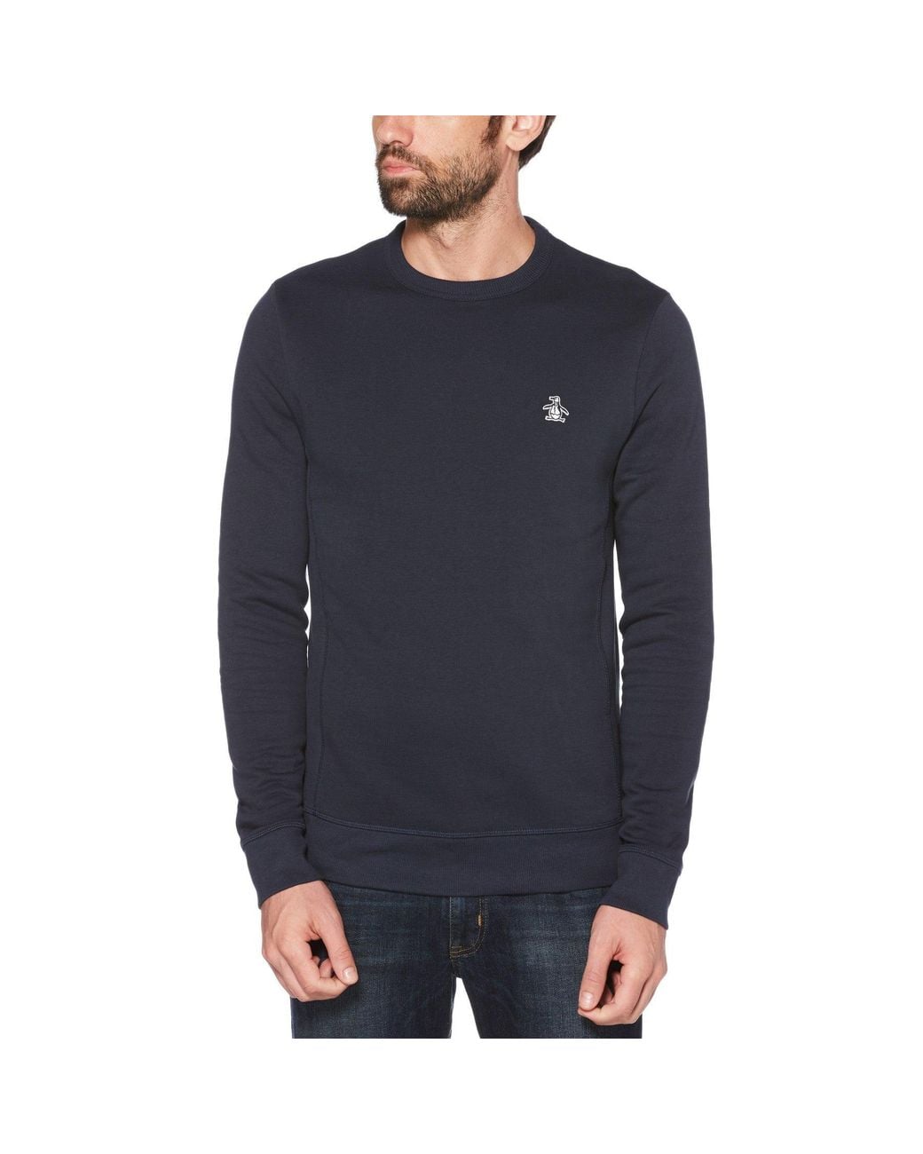 Original Penguin Blue Sticker Pete Fleece Sweatshirt In Dark Sapphire for men