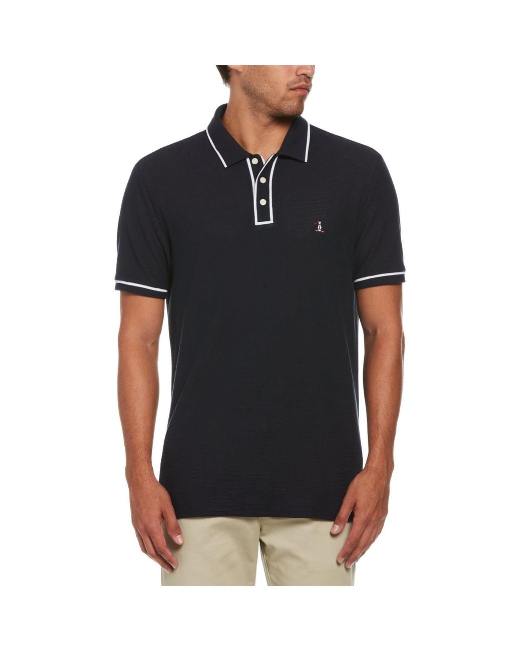 Original Penguin Black Organic Cotton Earltm Mesh Polo for men