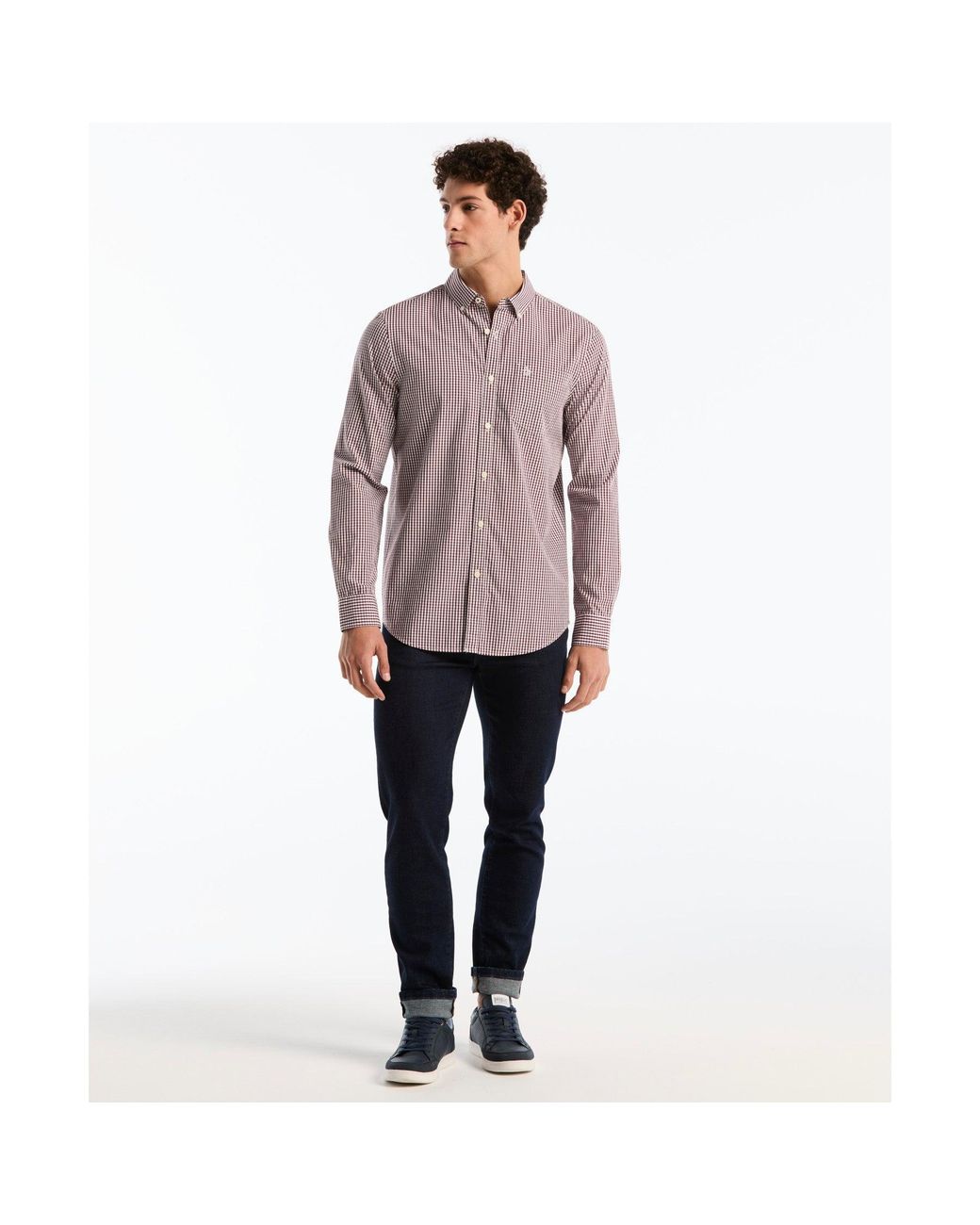 Original Penguin Purple Gingham Shirt In Port Royale for men