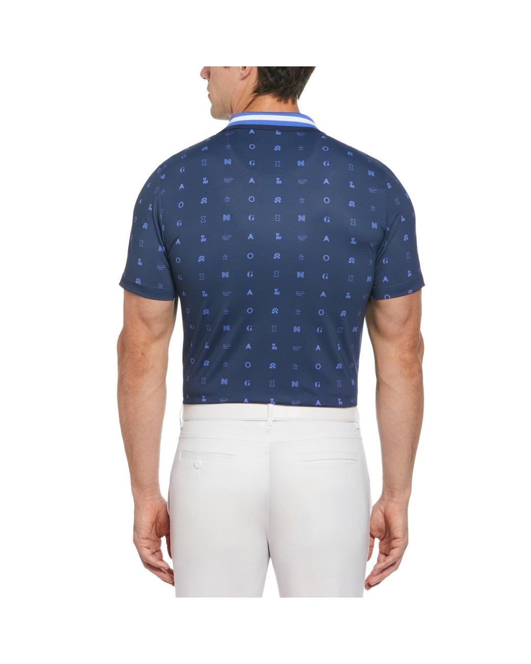 Original Penguin Blue Original Printed Golf Polo Shirt In Black Iris for men